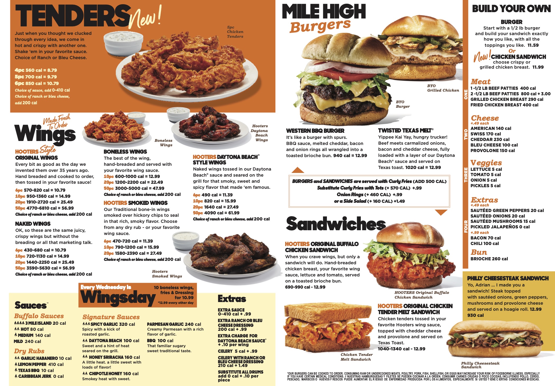 Menu Hooters of Louisiana